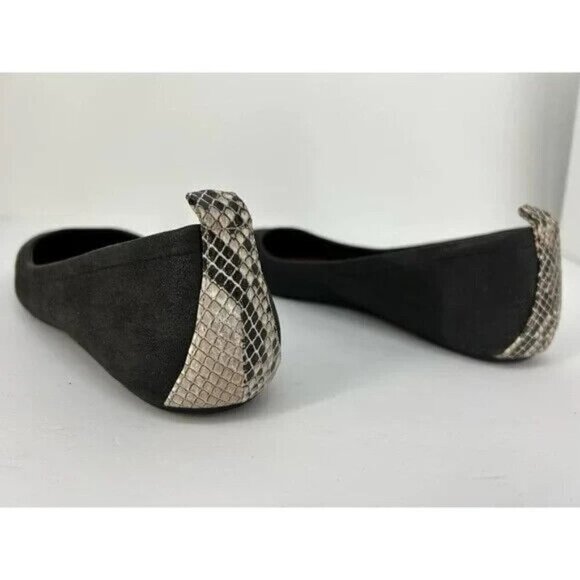 MIA BNWT black faux suede casual flats sz 6 back animal print panel - Picture 4 of 8